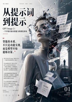 A conceptual Chinese editorial poster showing a fractured classical scul...