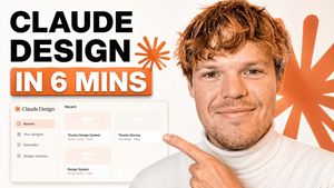 A bold YouTube-style thumbnail featuring a tutorial headline, a design a...