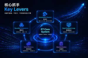 Generates a high-tech, neon-styled infographic slide featuring a central...