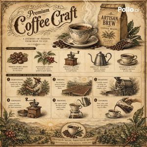 A detailed prompt for creating a 19th-century lithograph-style coffee in...