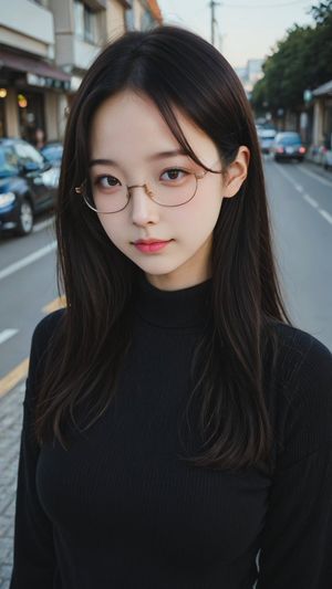 This generates a realistic chest-up urban portrait with soft bokeh and a...