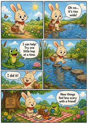 A prompt for an indie-style comic book page designed for children's stor...