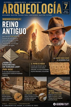 This prompt generates a dramatic Spanish-language archaeology magazine c...