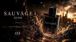 A high-end cinematic fragrance advertisement featuring a dark perfume bo...
