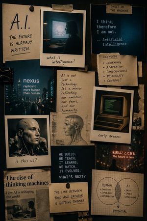 A prompt for generating nostalgic, cinematic mood boards or collages abo...