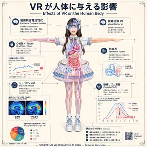 A bilingual Japanese-English scientific poster showing an anime girl wit...