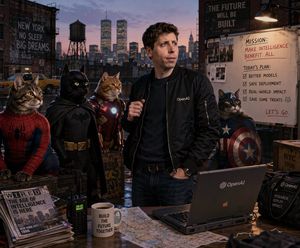 Generates a cinematic portrait of a tech leader surrounded by superhero-...