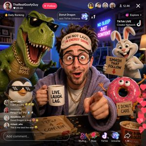 A creative prompt for generating a scene of a person livestreaming on Ti...