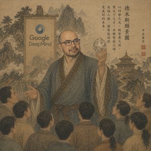 This prompt generates a faux-classical Chinese scroll painting that sati...