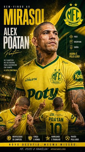 A dramatic vertical football transfer poster for Mirassol FC, ideal for...