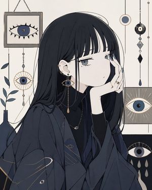 This prompt generates a stylish single-character anime portrait with mys...