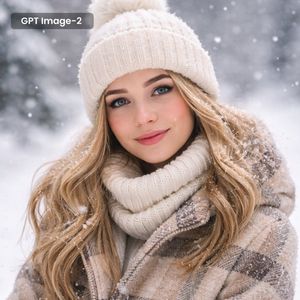 Generates a high-quality, photorealistic portrait of a person in winter...