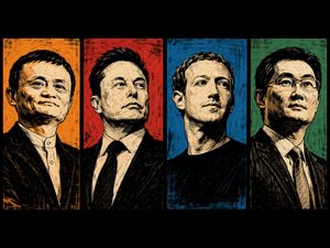 Generates a four-panel split wallpaper featuring distinct portraits in a...