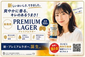 Generates a realistic Japanese promotional banner for a beer product fea...