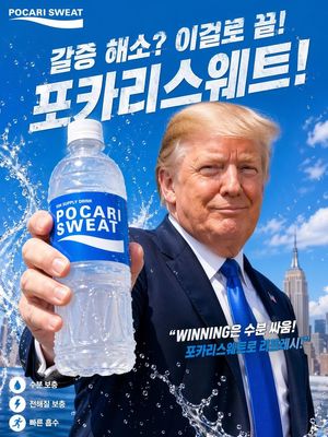 This prompt generates a flashy Korean-style hydration drink poster with...