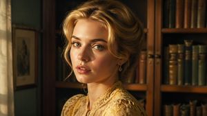 This prompt generates a warm 16:9 photorealistic period-style portrait o...