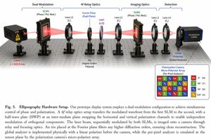 Generates a detailed scientific diagram of an optical hardware setup wit...