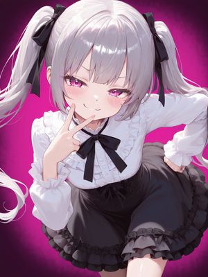 Generates an anime-style portrait of a girl making a peace sign with cus...