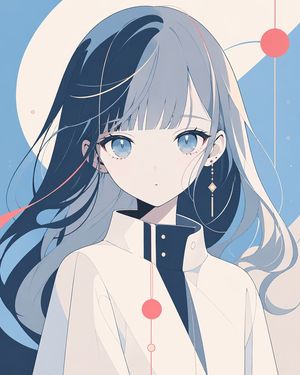 This prompt generates a stylish flat-color anime character poster with a...