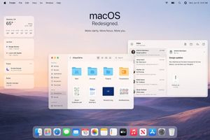 A sleek Apple-style macOS desktop hero image for keynote slides, product...