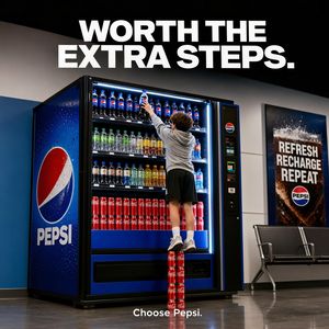 A clean, production-ready beverage ad showing a person standing on four...