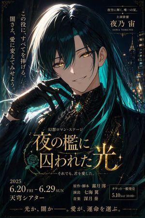 A polished Japanese theatrical poster featuring a mysterious black-and-t...