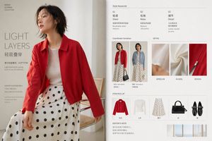 A clean luxury fashion presentation slide showing a spring layered outfi...