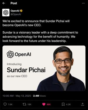 A prompt for creating a fake X post screenshot of OpenAI announcing a ne...