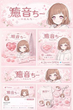 Generates a comprehensive brand design board featuring an anime characte...