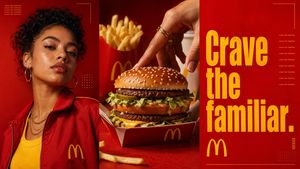 Generates a bold three-panel fast-food campaign image combining fashion...