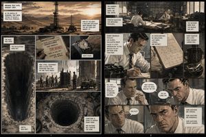 A prompt to generate a comic strip about the Pascal-B nuclear test, depi...